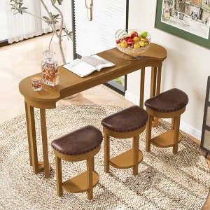 4-Piece Bar Height Dining Set with Counter Height Table and 3 PU Upholstered Bar Stools - 1 of 4