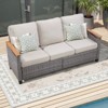 Outdoor Wicker Patio Seating Set All Weather PE Rattan Conversation Set with Cushion - 2 of 4