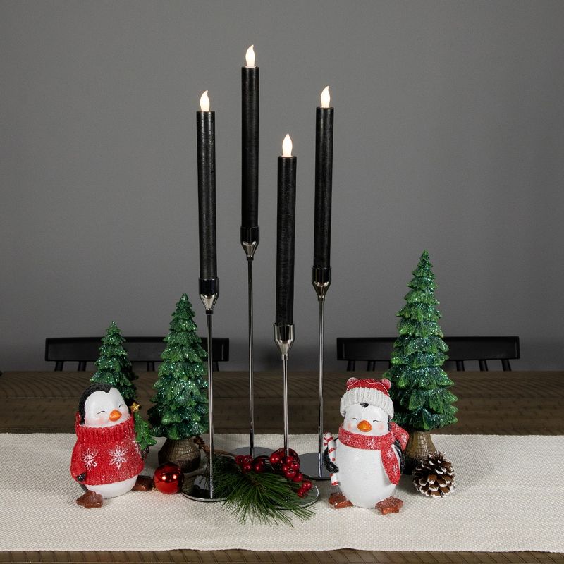 Northlight Set of 4 Solid Black LED Flickering Flameless Halloween Taper Candles 9.5", 2 of 7