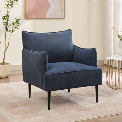 Accent Chair Mid-Century Modern Chair Upholstered Lounge Arm Chair with Solid Wood Frame & Soft Cushion for Living Room, Bedroom