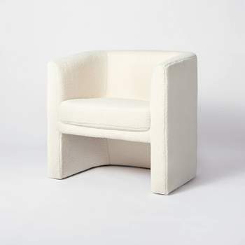 Vernon Upholstered Barrel Accent Chair Faux Shearling Cream - Threshold™ designed with Studio McGee
