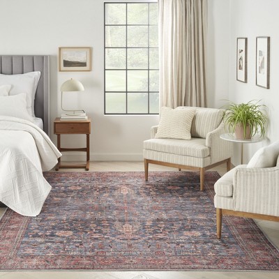 Navy & Brick 5' x 7' Reversible Flat Woven Synthetic Rug