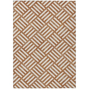 Orange And Ivory Geometric Washable Indoor Outdoor Area Rug - 1 of 4