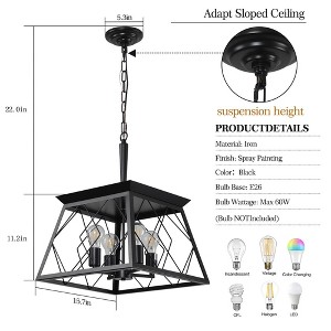 Farmhouse Chandelier Light with 4-Light, Retro Industrial Hanging Light Fixtures With Chain For Dining Room Kitchen Island Living Room (No Light Bulb) - 1 of 4