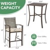 Costway 3PCS Patio Rattan Bar Furniture Set Slat Table 2 Cushioned Stools Poolside Brown - 3 of 4