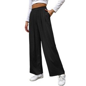 Clearlove High Waisted Work Pants for Women Business Casual Outfits Straight Office Wide Leg Pants with Pockets - 1 of 4