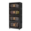 Gulches 20" Black 4-Tier Folding Storage Cabinet - Collapsible Plastic Cabinet with Magnetic Door & Wheels, 19.69"¡Á11.81"¡Á40.55" - 4 of 4