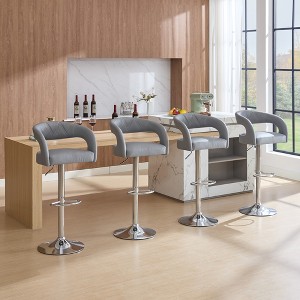 VECELO Bar Stools Swivel Adjustable Modern Pu Leather Barstools Set of 2/4, Counter Bar Stools with Back and Armrest for Bar or Kitchen - 1 of 4