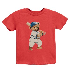 The Juniper Shop Watercolor Baseball Bear Youth Short Sleeve Tee - 1 of 4