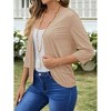 Coolmee Women's 3/4 Sleeve Shrugs Lightweight Open Front Cropped Cardigan - 4 of 4