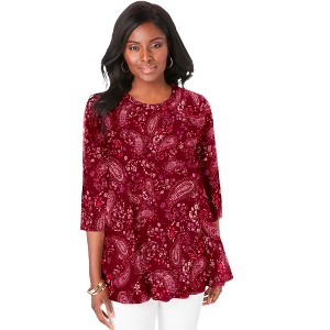 Jessica London Women's Plus Size Stretch Knit Swing Tunic - 1 of 4
