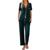 Ekouaer Women Pajamas Set Button Down Sleepwear Short Sleeve Nightwear with Long Pants Soft Pjs Set - 2 of 4