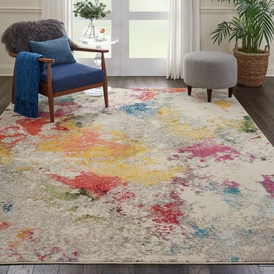 Ivory Abstract Hand-knotted 9' x 12' Synthetic Rug