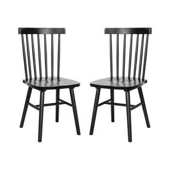 Emma and Oliver Set of Premium Solid Wood Spindle Back Armless Dining Chairs with Saddle Seats and Felt Floor Protectors