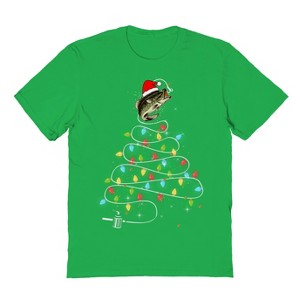 Rerun Island Men's Christmas Fish Lights Short Sleeve Graphic Cotton T-Shirt - 1 of 1