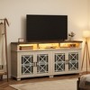 Farmhouse TV Stand for 70 inch, Mid Century Modern Entertainment Center with LED Lights and Storage - 3 of 4