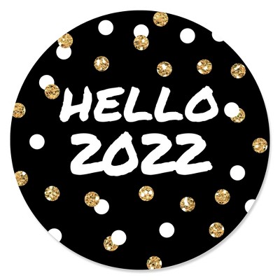 Big Dot of Happiness Pop, Fizz, Clink - 2022 New Year's Eve Party Circle Sticker Labels - 24 Count