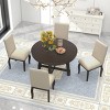 Dining Table Set Round, Dining Sets 5 Piece, Dining Set Solid Wood With 4 Upholstered Chairs, Extendable Dining Table Set-Cuddlewood - 2 of 4