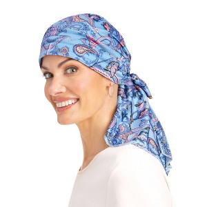 Collections Etc Paisley Print Silky Pre-tied Head Wrap - 1 of 4