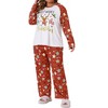 Agnes Orinda Women's Plus Size 2 Piece Soft Sleepwear Christmas Crew Neck Long Sleeve Top and Capri Pants Cute Lounge Pajamas Set - 2 of 4