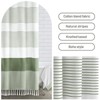 Aoibox Boho Sage Green Shower Curtain with Stripe Tassel Design for Bathroom, Farmhouse Cotton Blend, Elegant and Timeless Style - 3 of 4