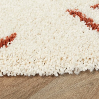 Kids' Geometric Shag Rust & White 5'3" x 7' Area Rug