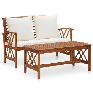 vidaXL 2 Piece Patio Lounge Set with Cushions Solid Acacia Wood - 1 of 4