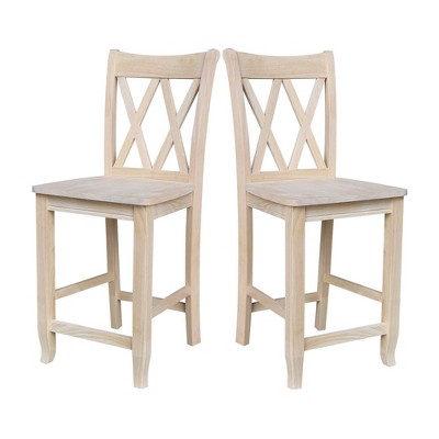 Eco-Friendly Parawood 24" Swivel Double X-Back Barstool - Unfinished