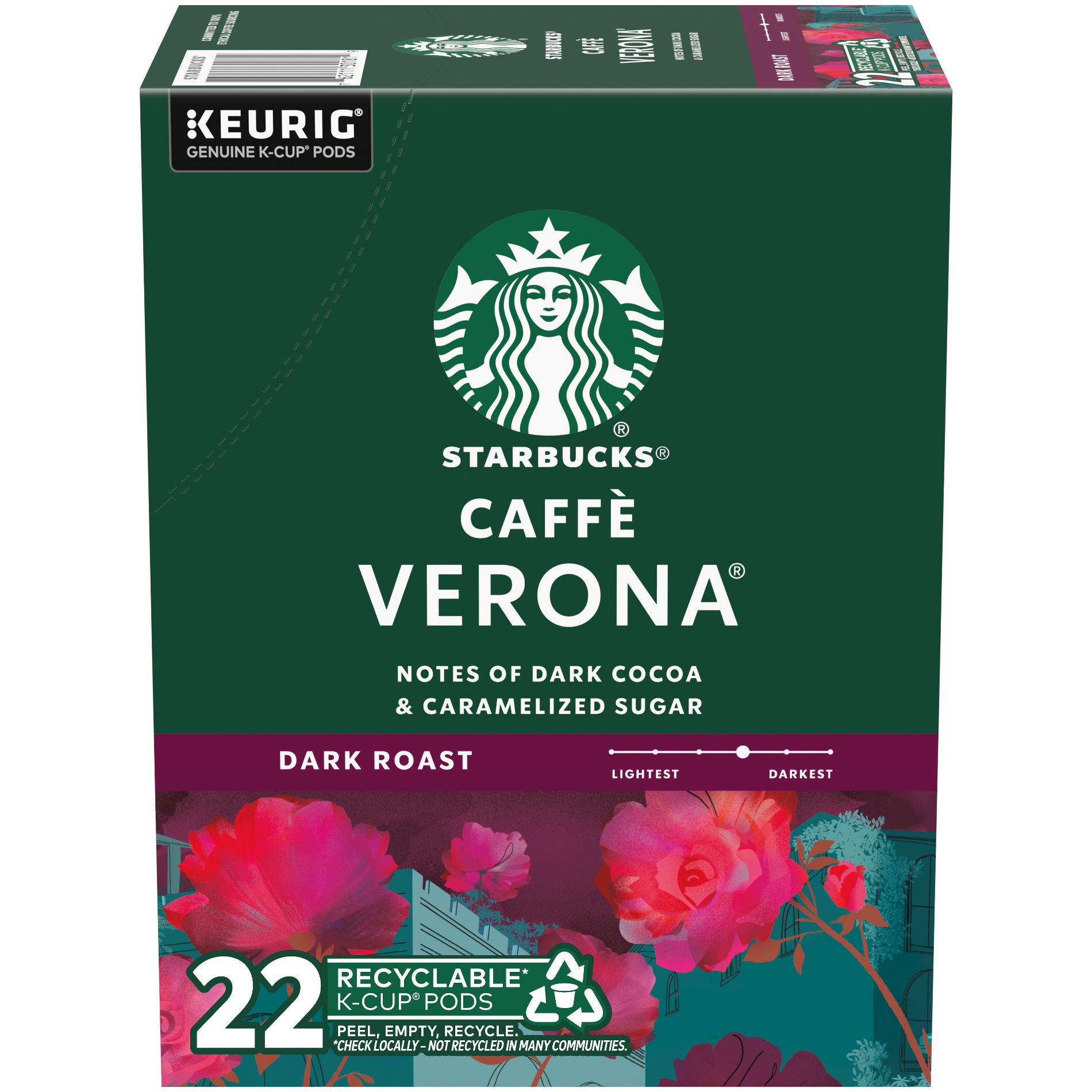 Starbucks Verona Blend Dark Roast Keurig K-Cup Coffee Pods - 22ct