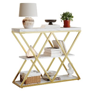 GustoWave Industrial 3-Tier Console Table with Metal Frame, Sofa Table with Storage Shelf for Entryway, Hallway, or Living Room - 1 of 4