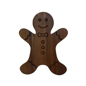Slickblue Christmas Gingerbread Man Wooden Board – Acacia Wood for Charcuterie, Snacks, Desserts, 15" - 1 of 4
