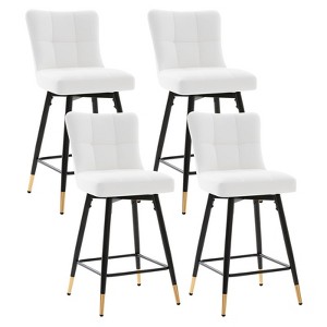 Bekrvio 26" Swivel Counter Height Bar Stools Set of 2,Modern Faux Leather Upholstered with Back,Counter Stool Chairs for Kitchen Island - 1 of 4