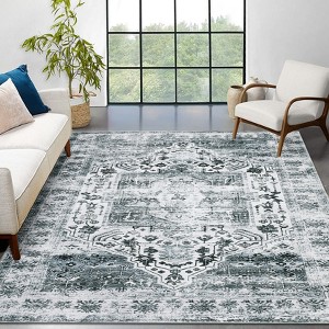 COZONY Washable Area Rug for Living Room, Vintage Distressed Accent Carpet, Non-Slip, Low Pile, Stain Resistant - 1 of 4