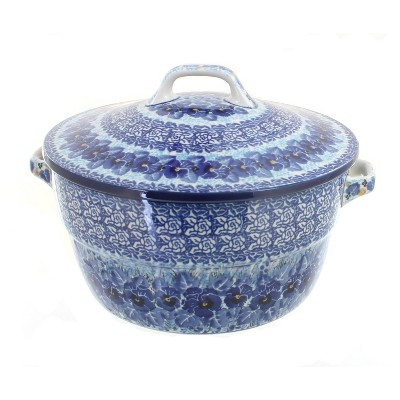 Blue Rose Polish Pottery Joanna Covered Round Baker