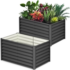 8x4x1 FT Galvanized Raised Garden Bed, Rectangular Metal Planter Box, Outdoor Metal Planter Box for Vegetables, Flowers, Green - 1 of 4