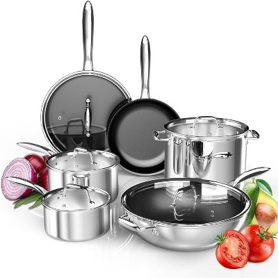 Stainless Steel Pots and Pans Set, imarku Nonstick 11-Piece Kitchen Cookware Sets, Induction Cookware Cooking Pan Set, Dishwasher & Oven Safe Pans