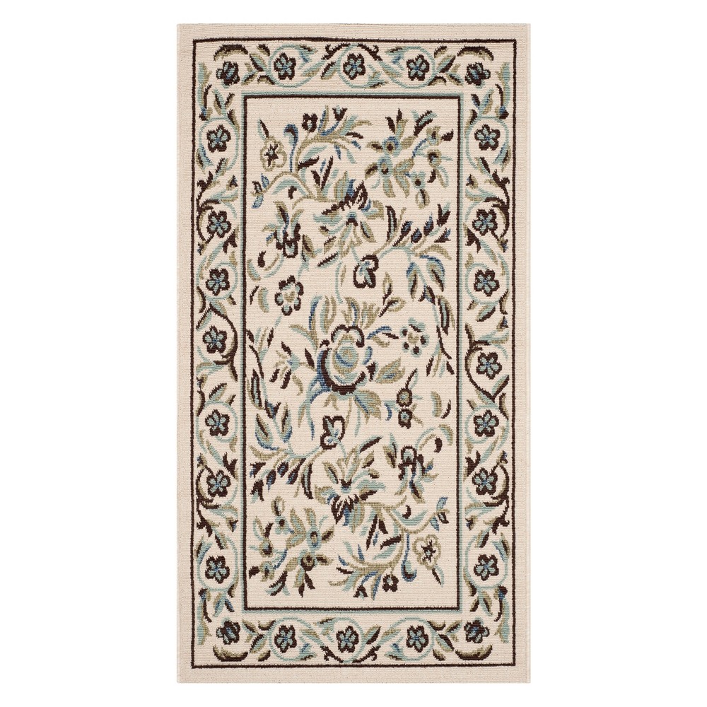  Floral Loomed Accent Rug Cream/Green