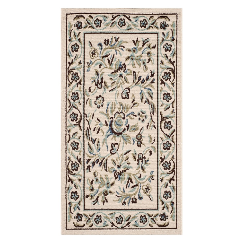 2'7inx5' Floral Loomed Accent Rug Cream/Green - Safavieh