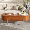 Sapphtopaz Lift Top Coffee Table with Marble-Patterned Rotating Tray Wood Center Table with Hidden Compartment Oval Coffee Bar for Living Room - 2 of 4