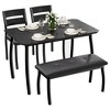 Sturdy Wooden Kitchen Dining Table Set for 4 with Chamfer Design and Metal Legs - 3 of 4