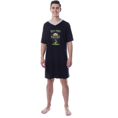 Rick and Morty Mens' TV Show Series Spaceship Sleep Pajama Shirt Black