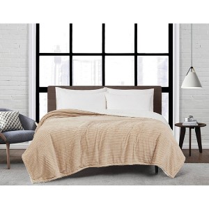London Fog Full/Queen Corduroy Blanket Tan - 1 of 4