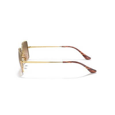Gold Oversized Metal Square Sunglasses with Light Brown Gradient Lens