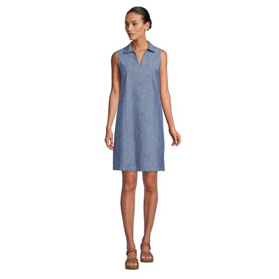 Lands' End Women's Sleeveless Cotton Poplin Dress - Large - Medium ...