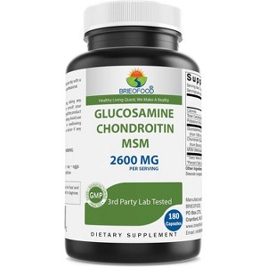 Brieofood Triple Strength Glucosamine Chondroitin MSM 2600mg/Serving Capsules, Supports Healthy Joint, Cartilage and Connective Tissue - Promotes - 1 of 3