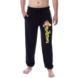 The Flintstones Mens' Cartoon Characters Sleep Jogger Pajama Pants Black - 1 of 3
