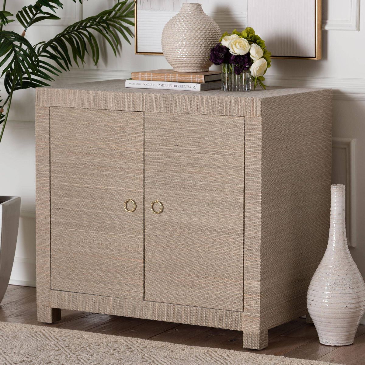 bali & pari Halen Natural Grasscloth Storage Cabinet Beige - thumbnail 8