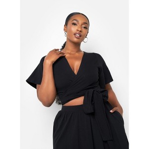 Rebdolls Women's Big Risk Wrap Around Duster Crop Top - 1 of 3