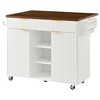 Homy Casa 52" Kitchen Island with Drop Leaf, Power Outlet and Storage Shelves for Home Kitchens - 2 of 4