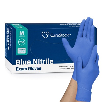 CareStock Blue Nitrile Exam Gloves - Powder Free, Slip-Resistant, Disposable, 1 Box